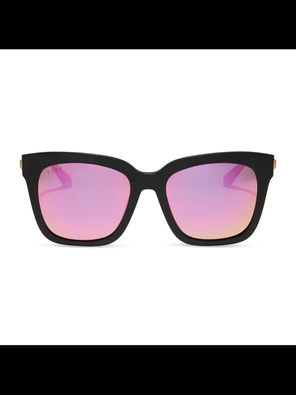 DIFF Eyewear Bella Matte Black Pink Mirror Polarized Sunglasses